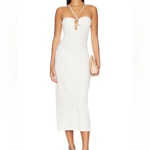 NWT L*SPACE Ellery Maxi Dress Cream Ribbed with Cut Outs Sleeveless